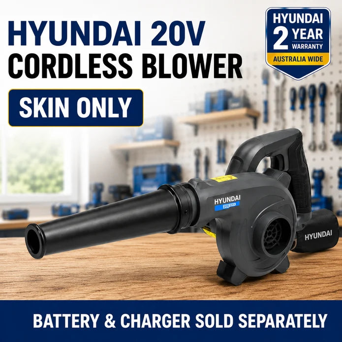 Hyundai 20V Cordless Workshop & Camping Blower – Compact, Lightweight, Single-Hand Use – Skin Only