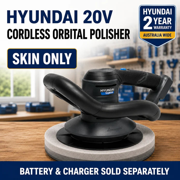Hyundai 20V Cordless Random Orbital Buffer Polisher – 9.5" | Lightweight Design | Brushed Motor – Skin Only