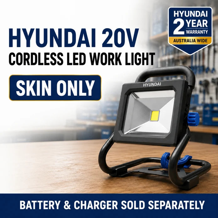 Hyundai 20V LED Work Light – 1600 Lumen, 360° Head, Tripod Mountable, 3-Mode Brightness - Skin Only