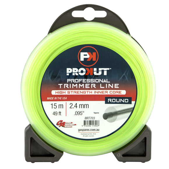 PROKUT TRIMMER LINE ROUND GREEN .095 2.4MM 49' 15m TEARDROP